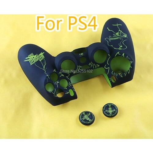 8pcs/lot Soft Silicone Rubber Skin Case Cover For PlayStation 4 PS4 Controllers with the 3d joystick cap and box
