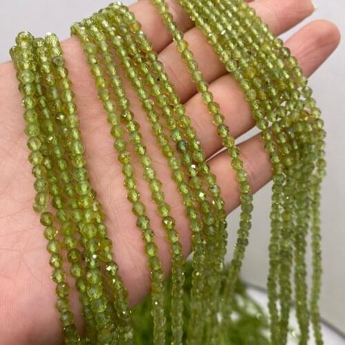 Genuine Natural Green Olive Peridot Beads 3mm Small Faceted Loose Spacer Beads for Jewelry Making DIY Necklace Bracelet 14