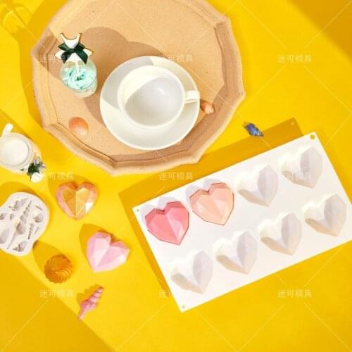 8 Holes Diamond Hearts Mousse Silicone Mold For DIY CupCake Chocolate Candy Jelly Pastry Dessert Soap Bakeware Kitchen Accessori