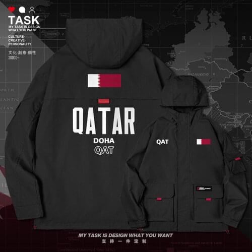 State of Qatar QAT men jacket hooded nation flag mens printed for men windbreaker jackets streetwear mens new autumn clothes
