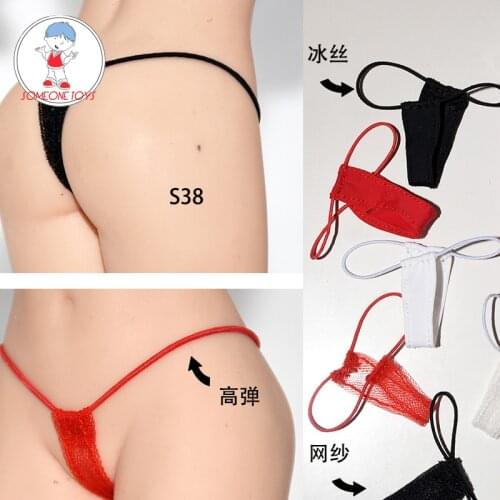 1/6 Scale Female underwear Thong red black white ice silk panties mesh underpants for 12 inch tbleague phicen female body