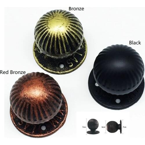 Round Ball Vintage Iron Wooden Door Knob Pull Handle Entry Gate Garden