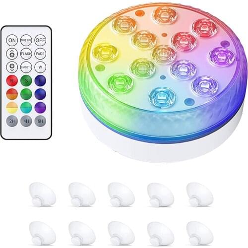 13LED Waterproof Underwater Lamp Colorful Night Light with Remote Control for Pool Pond Bath, Fountain Aquarium Decoration