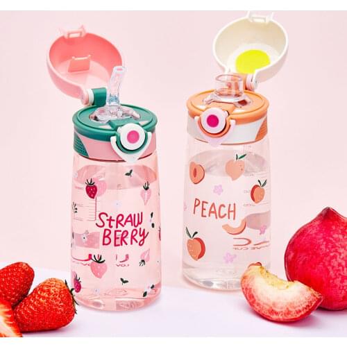 High Quality Fashion Childrens Straw Cup Plastic Water Bottles Baby Cartoon Ncreative Student Kettle Water Bottles School Kids