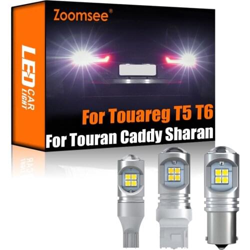 Zoomsee 2Pcs White Reverse LED For VW Touareg Touran Caravelle Multivan Caddy Sharan Canbus Exterior Backup Rear Tail Bulb Light