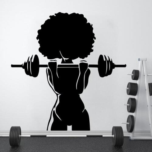 Gym Wall Decal Afro Girl Power Fitness Decor Workout Art Vinyl Stickers Bedroom Gym Workout Girl Motivation Crossfit Logo 2257