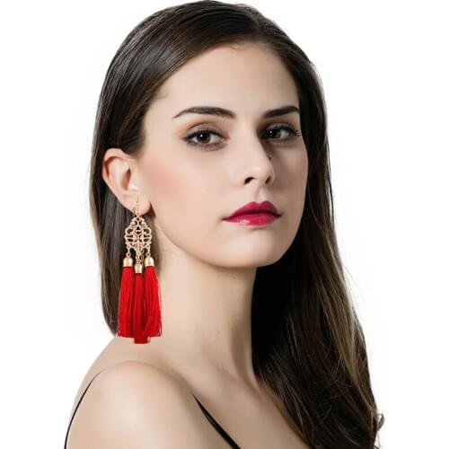KEJIALAI Ethnic Earrings Female Tassel Drop Earrings Vintage Metal Dangle Earring for Women Bohemia Statement Bijoux QD-E0339