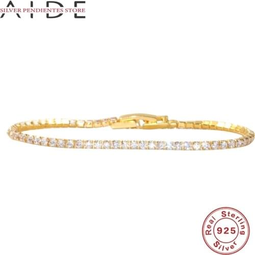 AIDE 925 Sterling Silver Diamond Bracelet For Women 2.0 Luxury Tennis Diamond Bracelet Joyero Fashion Gold Jewelry Wholesale