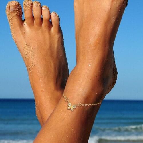 Fashion Daily Sweet Simple Butterfly Shape Anklet Bracelet Leg Chain Gold Color Chain Beach Foot Sandal Jewelry for Women Gift
