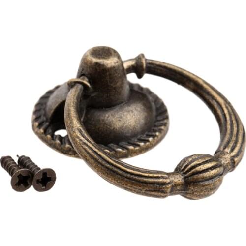 1pc Ring Pull Handles Furniture Knobs 37*27mm Hardware Cupboard Antique Brass Kitchen Drawer Cabinet Door Handle