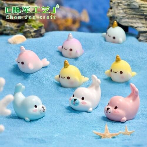 1pc Cute Seal Animals Miniatures Figurines Mini Craft Figurine Plant Pot Garden Ornament Miniature Fairy Garden Decor DIY
