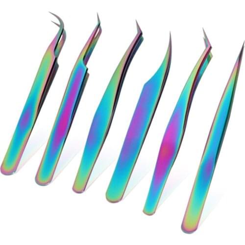1 pcs Stainless Steel Eyelashes Tweezers Professional For Lashes Extension Eyebrow Tweezers Curved Straight Nipper Makeup Tools