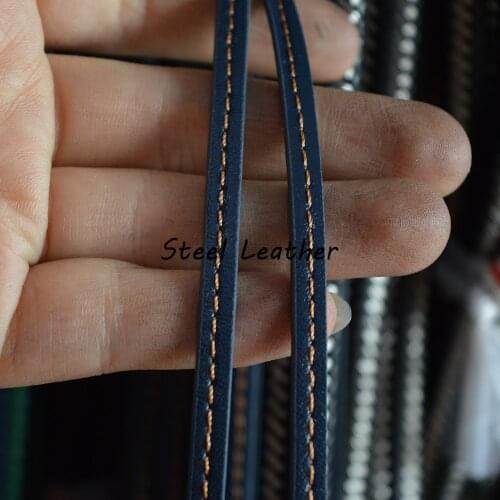 10*1m/lot Approx 5*2mm Blue braided leather stitched strings flat for bracelets making flat leather strips jewelry flat cord
