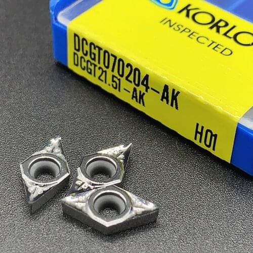 10PCS DCGT070202/04-AK HO1 Cutters Cnc Lathe For Metal Turning Tool Machining Center Copper Carbide Inserts DCGT070202