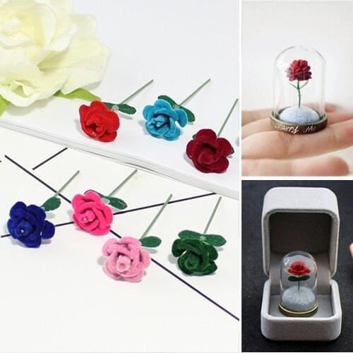 2PCS Three dimensional Handmade mini 13mm fabrics Colourful rose flower charms filler for glass globe jewelry findings