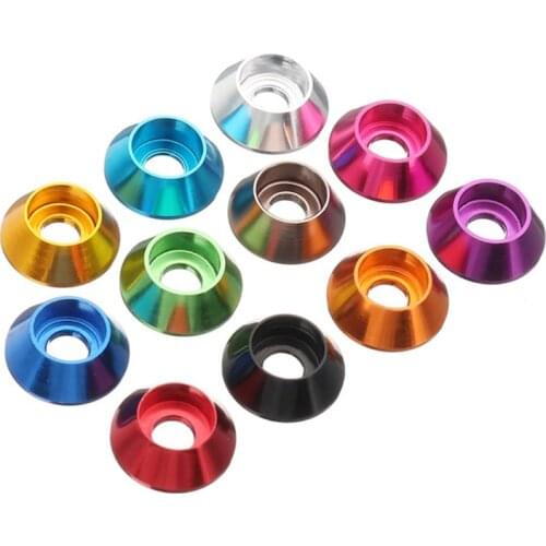 10PCS M2 M2.5 M3 M4 Multiple Colour Cup Head Washers Aluminum Alloy Gasket For Screws Bolts