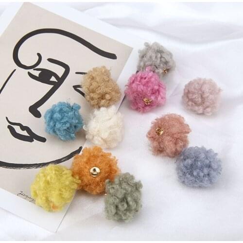 10pcs New Fashion Koreanplush Ball Hanging Earrings Statement Drop Earrings for Women Material Diy Jewelry Accessories Trendy