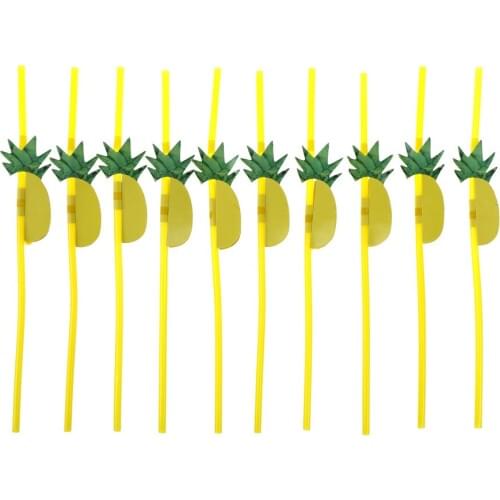 10pcs Disposable Straw Cup Drinking Pineapple Straw Hawaii Party Birthday Wedding Supply Decoration