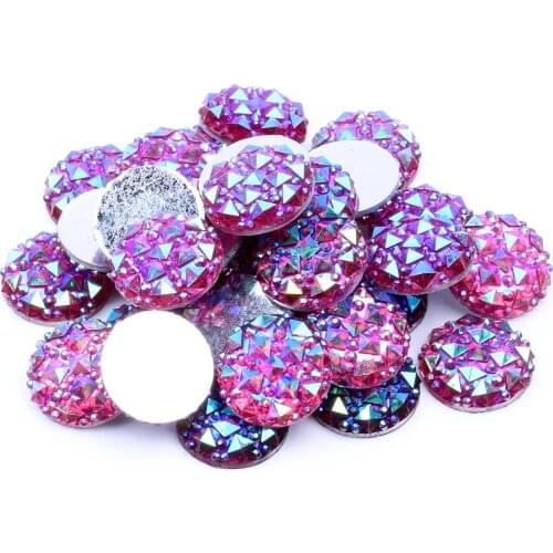 12mm 40/200pcs Round Shape Flatback Resin Rhinestones Without hole Crocodile Skin Texture Beads Gems DIY Scrapbooking Decoration