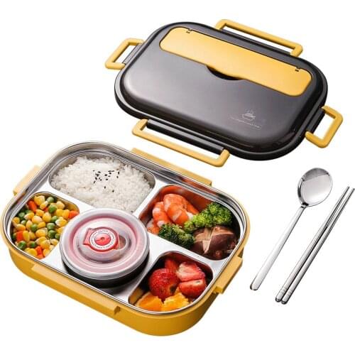 1500ML 304 Stainless Steel Lunch Box Double Layer Can Add Water To Heat Portable Office Worker Student Lunch Box Free Tableware