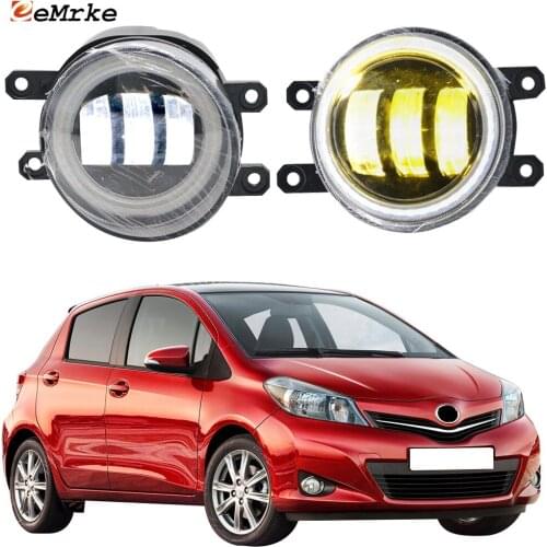 2-Pcs Anti Fog Lights for Toyota Yaris Hatchback XP13 Vitz 2011-2014 LED Angel Eye DRL Daylight Foglight Lamp Car Accessories