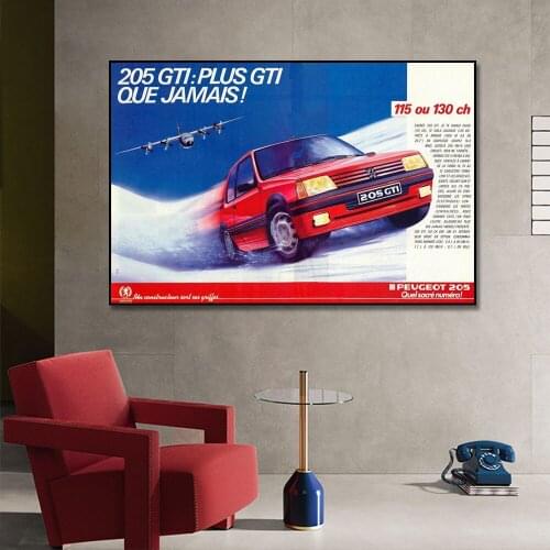 205 GTI Red Racing Car Poster Painting Canvas Print Home Decor Wall Art Picture For Living Room Frame
