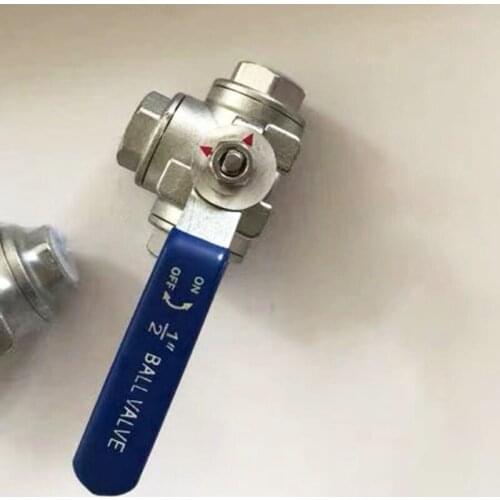 3 Way Female SS304 Stainless Steel Type T or L Port Mountin Pad Ball Valve Vinyl Handle