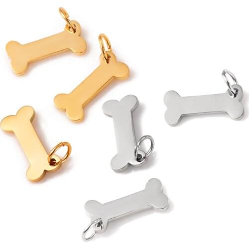 5Pcs/Lot New Charms Dog Bone Stainless Steel Pendants DIY For Jewelry Making Earring Necklace Handmade Puppy Craft Findings