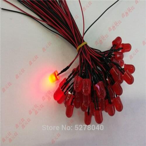 5V 12V 24V 10mm Fog diffuse red yellow blue green white highlight Take line lamp bead reserved line 20cm 50pcs/lot