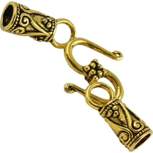 50pcs Antique Gold S Hook Eye Clasp For Necklace Bracelet With End Caps