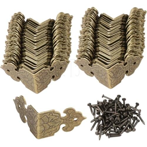 80pcs Decorative Box Corner Cover Engraved Designs Accessories Bronze