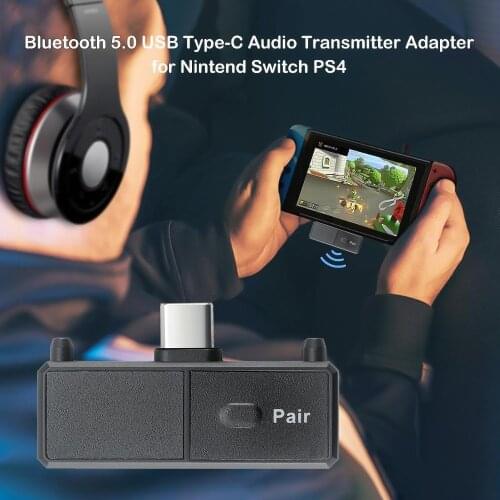 KEBIDU Bluetooth 5.0 Audio Type-C Transmitter Adapter EDR A2DP SBC Low Latency for Nintendo Switch PS4 TV PC USB
