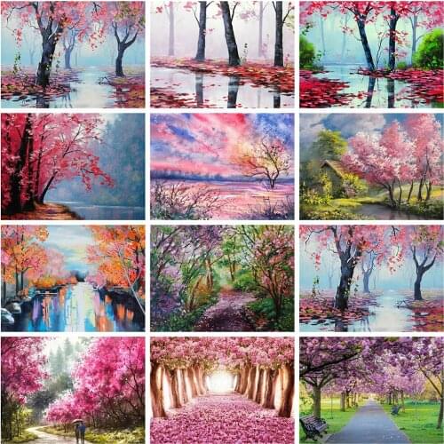 HUACAN 5d Diamond Painting Tree Mosaic Nature DIY Diamond Embroidery Cross Stitch Landscape Home Decor Handmade Gift