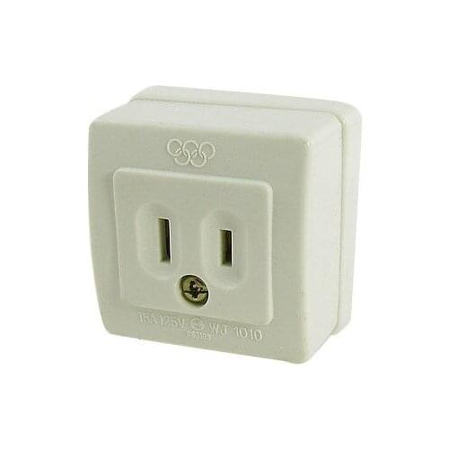 White Plastic Shell 2 Pin Plug Electrical Socket 125V 15A