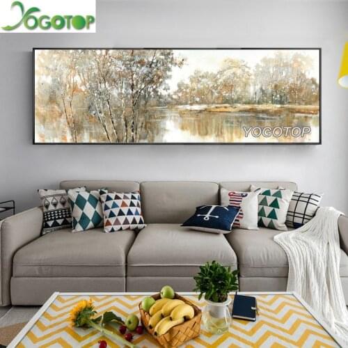 Large diamond embroidery Abstract Landscape diy diamond painting 5D Full Drill Mosaic rhinestone Wall Art Trees and Lakes YY2614