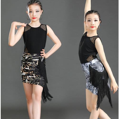 Summer New Children Latin Dance Dress Practice Clothes Girls Latin Dance Clothes Sleeveless Top Fringe Skirts Suit Dance Wear