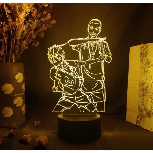 Hot Haikyuu Figures Ryunosuke Tanaka vs Yu Nishinoya Anime 3D Night Lamp Upward Lighting Manga Art Home Decoration LED USB Light