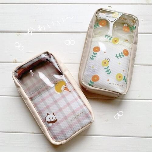 INS transparent small fresh three-dimensional multi-layer pencil case large-capacity girl student stationery box storage bag