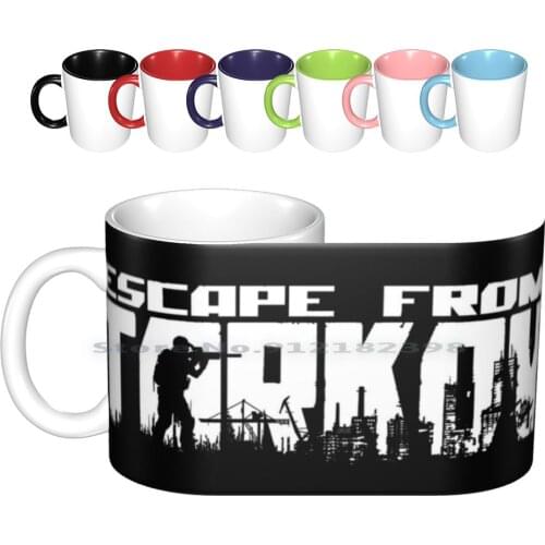 Escape From Tarkov Logo Ceramic Mugs Coffee Cups Milk Tea Mug Escape From Tarkov Gaming Online Pc Cool Tarkov Logo Survival