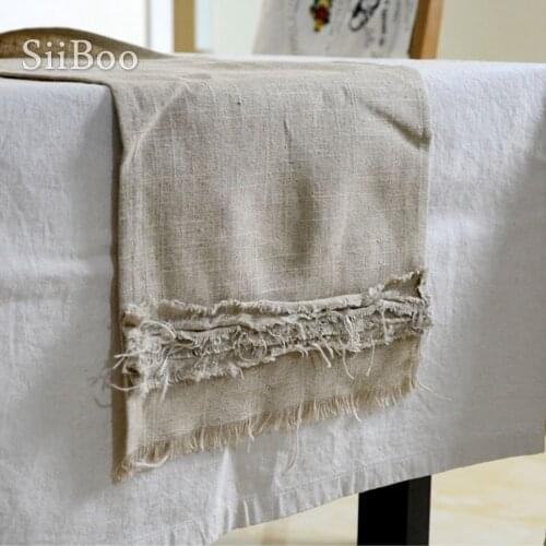 Japan natural style 100% linen table runners with tassel home decor chemin de table tafelloper toalha caminho de mesa SP5428