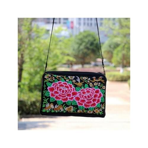New National Floral Embroidery Women Handbag!Hot Three-Zippers Carrier Ethnic National Top Bohemian Lady canvas Shopping Carrier