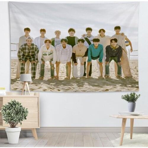 New SEVENTEEN KPOP Tapestry Wall Hanging Home Decor Fashion Colorful Decor Printed Tapestry Bedroom Carpet Bed Sheets 2.25