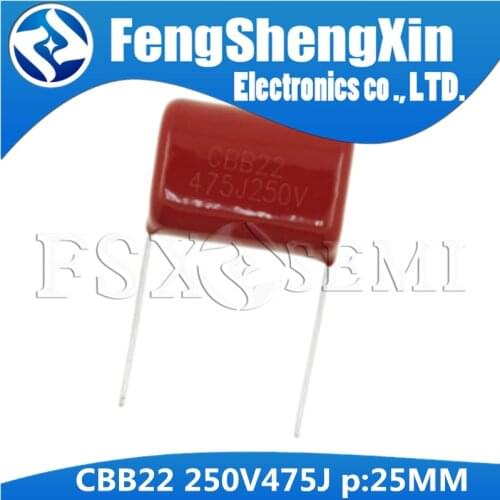 10PCS 250V475J Pitch 25MM CBB22 4700NF 4.7UF CBB Polypropylene film capacitor