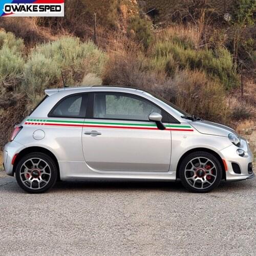 Italian Flag Stripes Car Waist Lines Stickers Auto Body Door Side Vinyl Decals Racing Sport Styling Accessories For Fiat 500