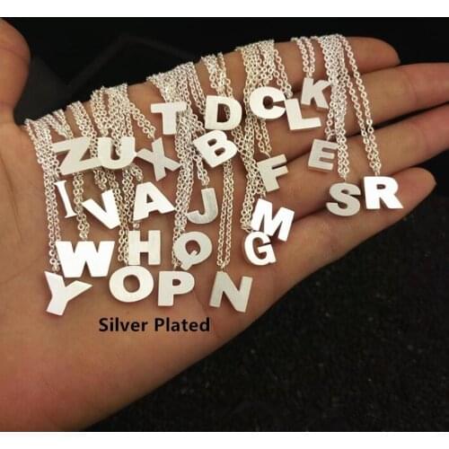 Simple A-Z Uppercase Letter Pendant Necklace Women Men Jewelry Stainless Steel Gold Color Capital Alphabet BFF Necklace