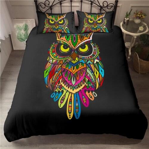 Luxury 3D Animal Duvet Cover Set with Pillowcase Boho Bedding Sets Full Size King Queen Comforter Owl Bed Sets 200x200