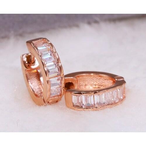 Diamond 14K Rose Gold Earrings for Women Wedding Fine Fashion Jewelry Diamond Luxury Brincos Office Earrings Anniversary Gift