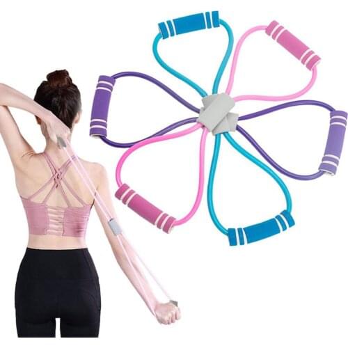1pc Yoga Pulling Rope Elastic Rubber Tube Band Fitness Tension Belt 8 Shaped Chest Expander Gym Exercise Training Equipment
