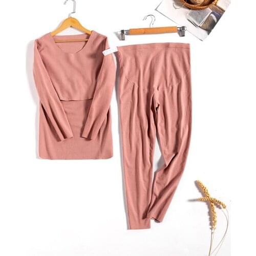 Pregnancy Maternity Pajamas 2pcs/Sets Sleepwear Nursing Clothing Cotton Pregnant Feeding Nightgown Maternity Nursing Tops + Pant