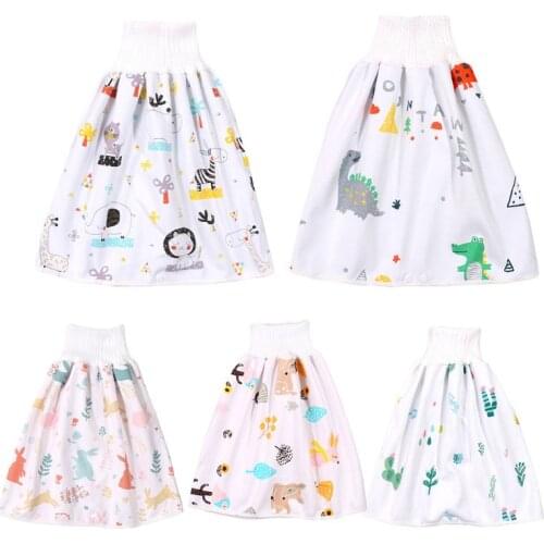 Newborn Baby Waterproof Cotton Training Pants Cloth Colorful Animal Dinosaur Print Diaper Skirt Sleeping Bed Pad Mattress